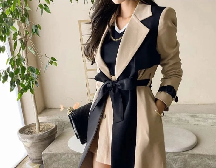 ”Ducet” Women’s Beige Wool Designer Trench Coat