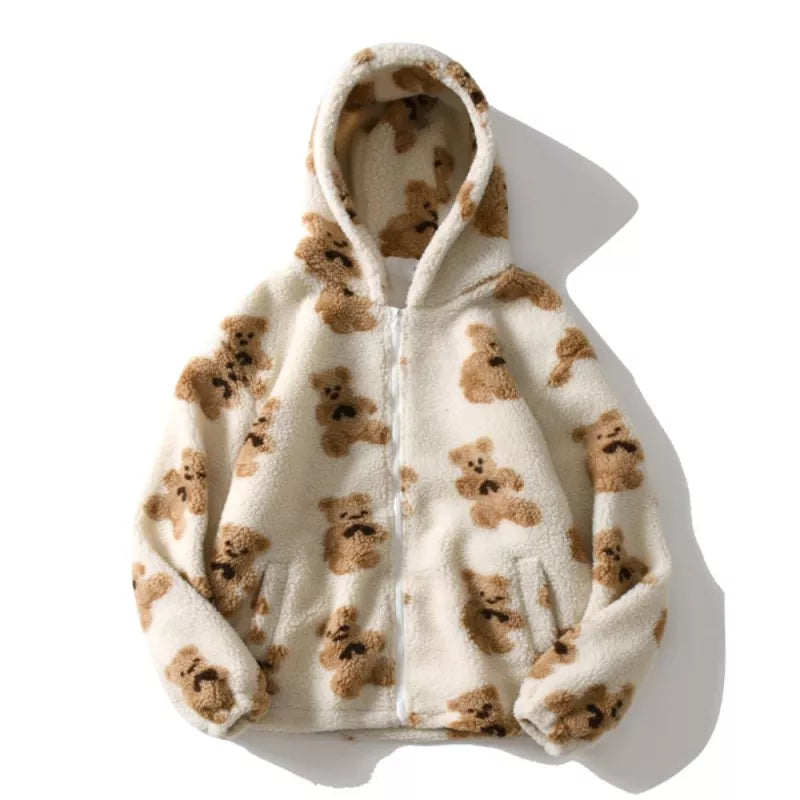“Love Lace” Women’s Heart-shaped Harajuku Print Plush Hoodie