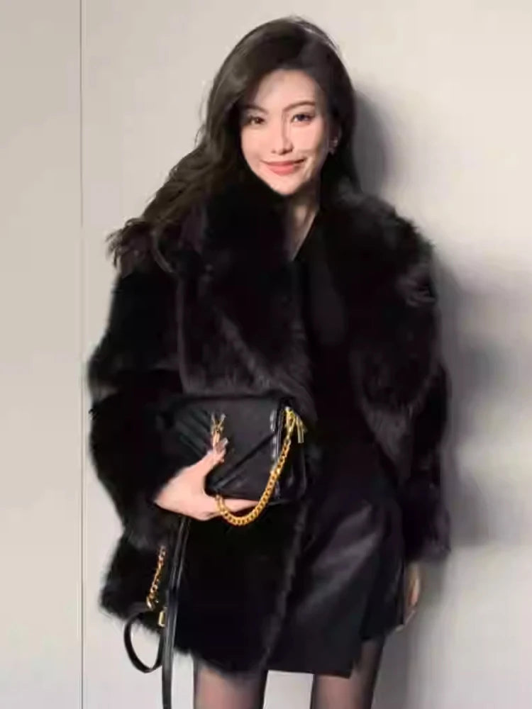 "Milan" Women's Designer Oversized Thick Fox Fur Coat