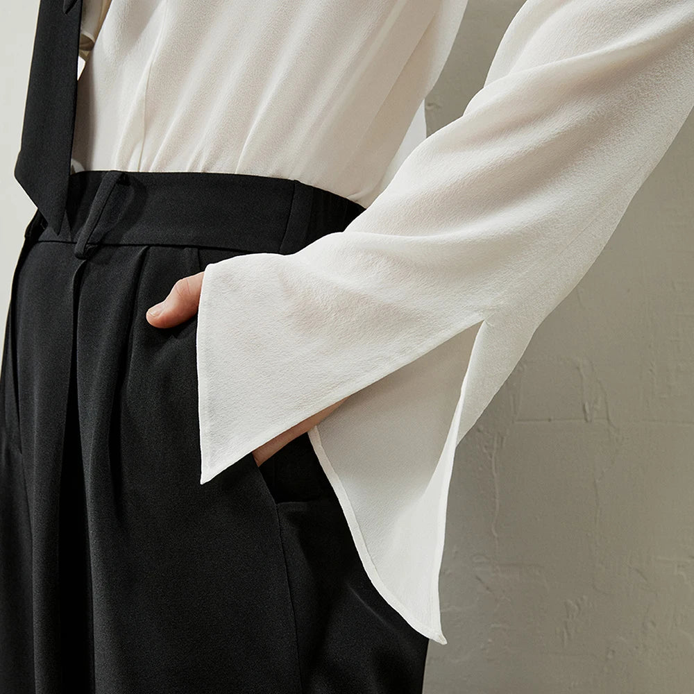 “Angel” Women’s Trumpet Sleeve Silk Blouse