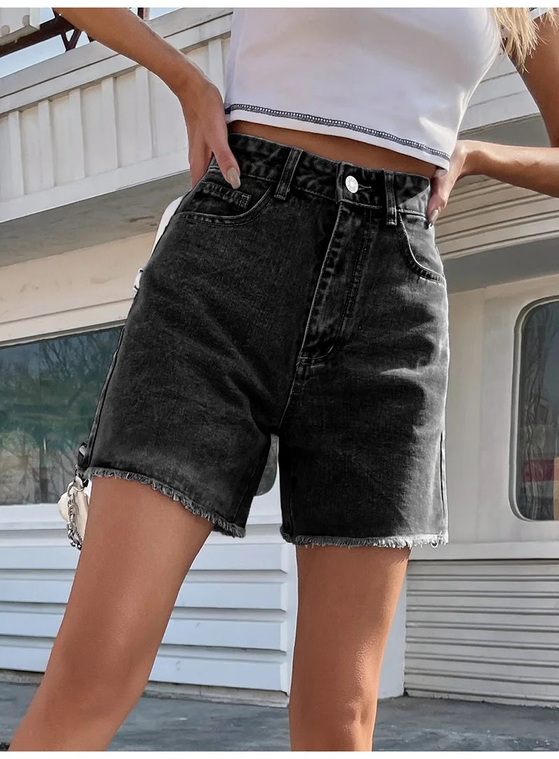 “Mid 90s” Women’s Casual Chic High Waist Denim Jean Shorts