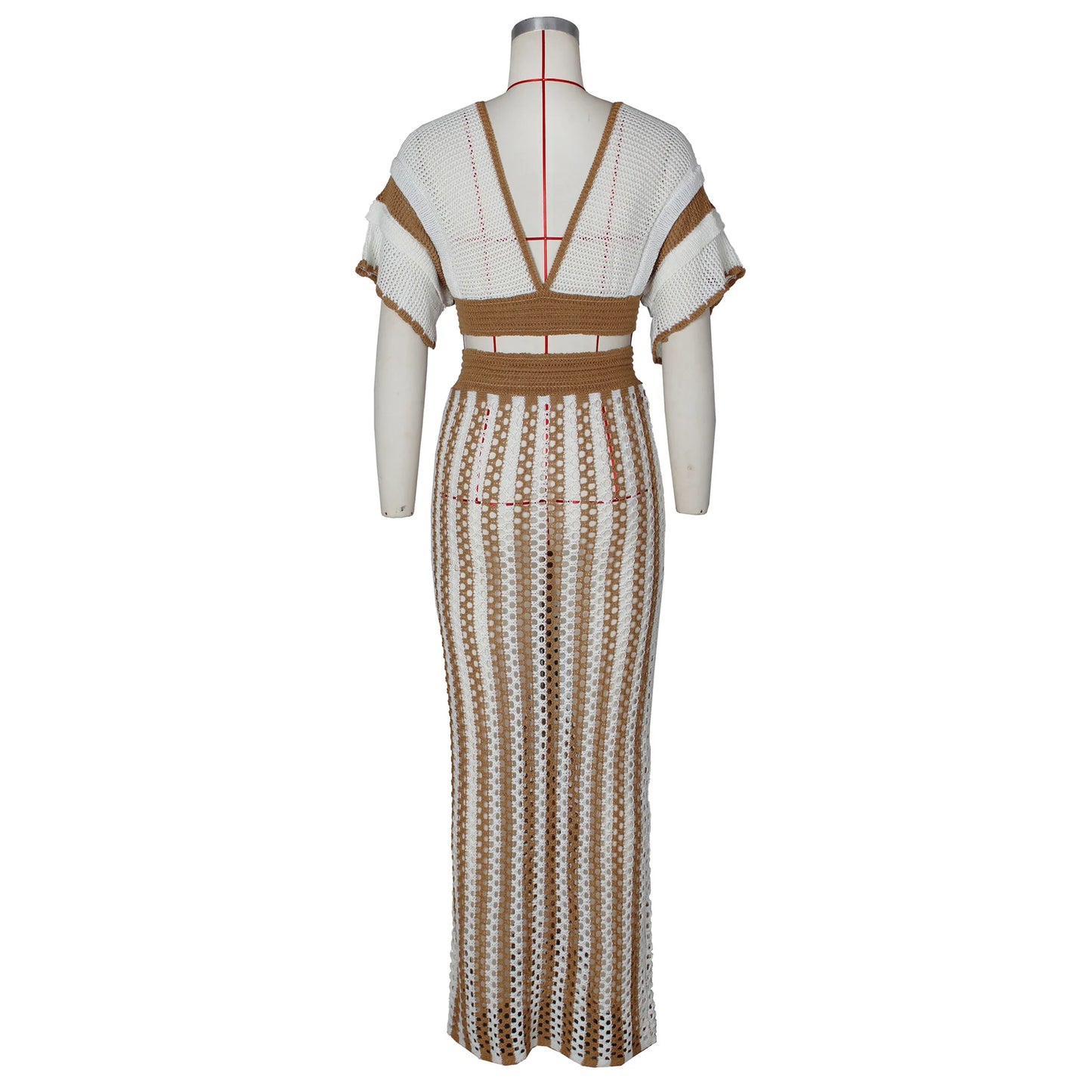 "Jolie" Knitted Striped 2 Piece Cropped Outfit Set