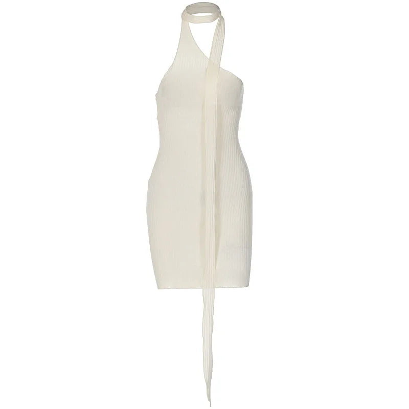 “Elouise” Women’s Backless Knitted Bodycon Mini Dress