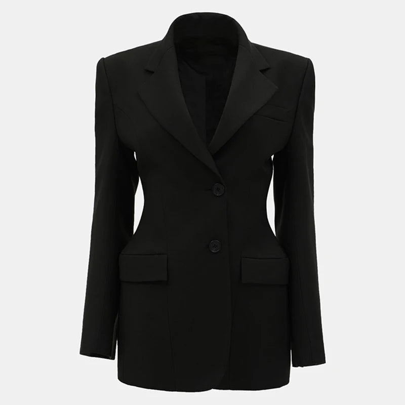 "Delevigne" Women's Single Breasted Cinched Waist Designer Suit Jacket