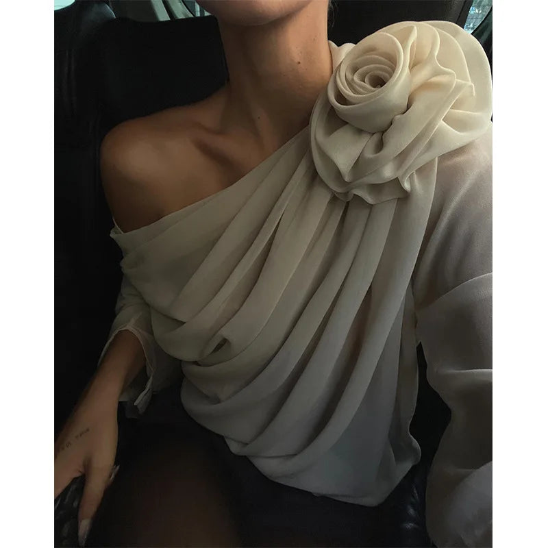 “Carousel” Women’s Cropped See Through Mesh Chiffon Top