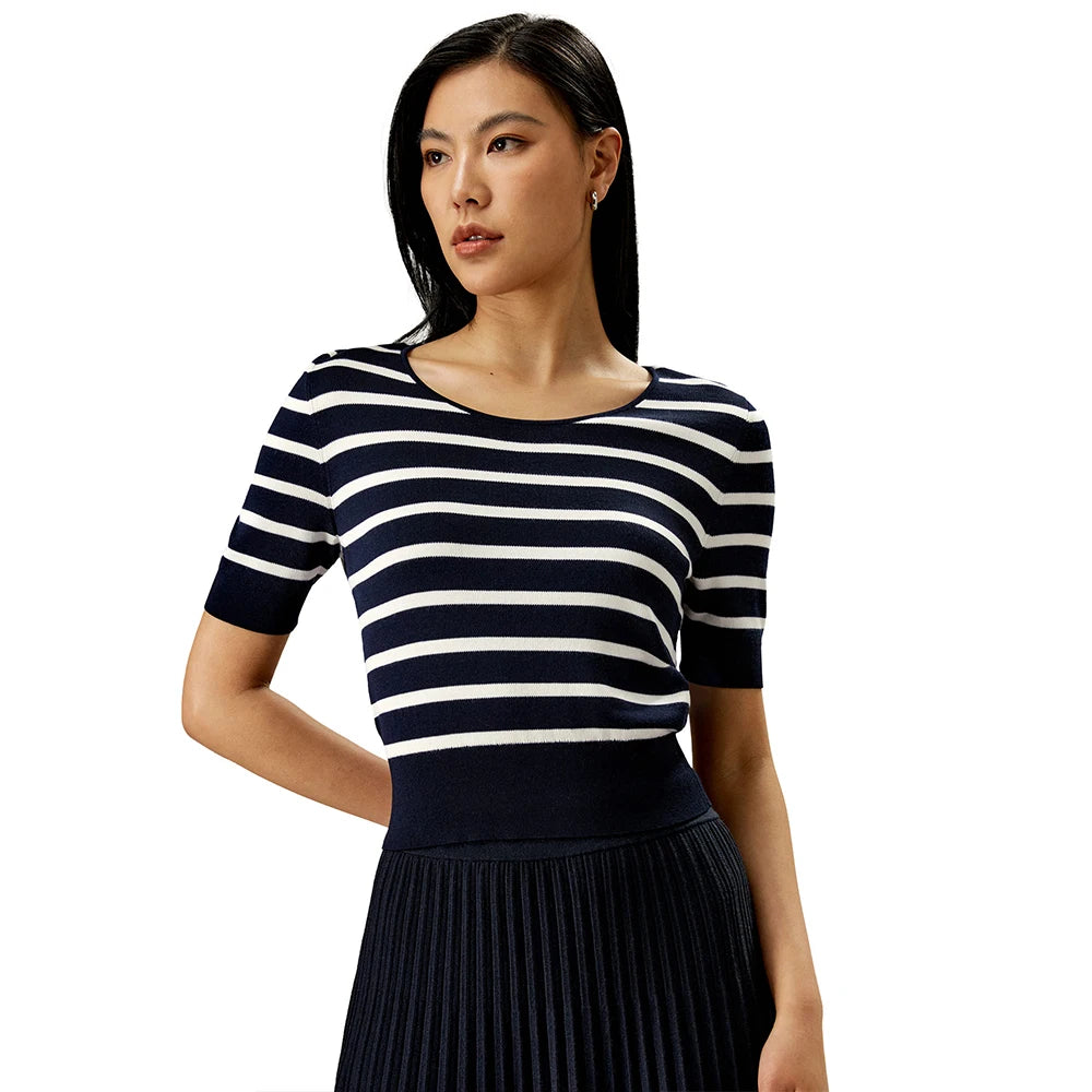 "England" Women's Silk Striped Knitted Crop Top