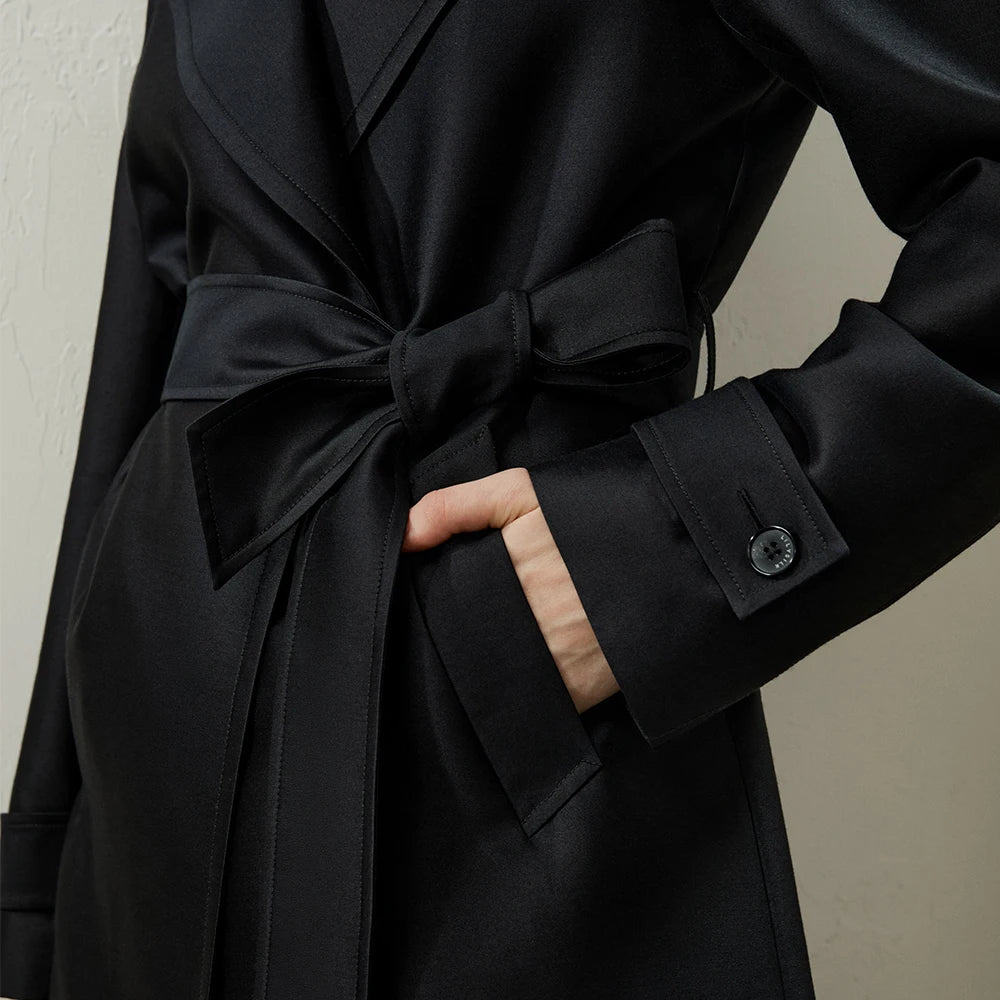 ”Angelique” Women’s Mulberry Silk Designer Trench Coat