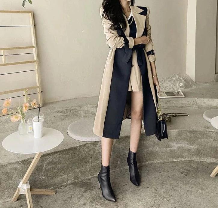”Ducet” Women’s Beige Wool Designer Trench Coat