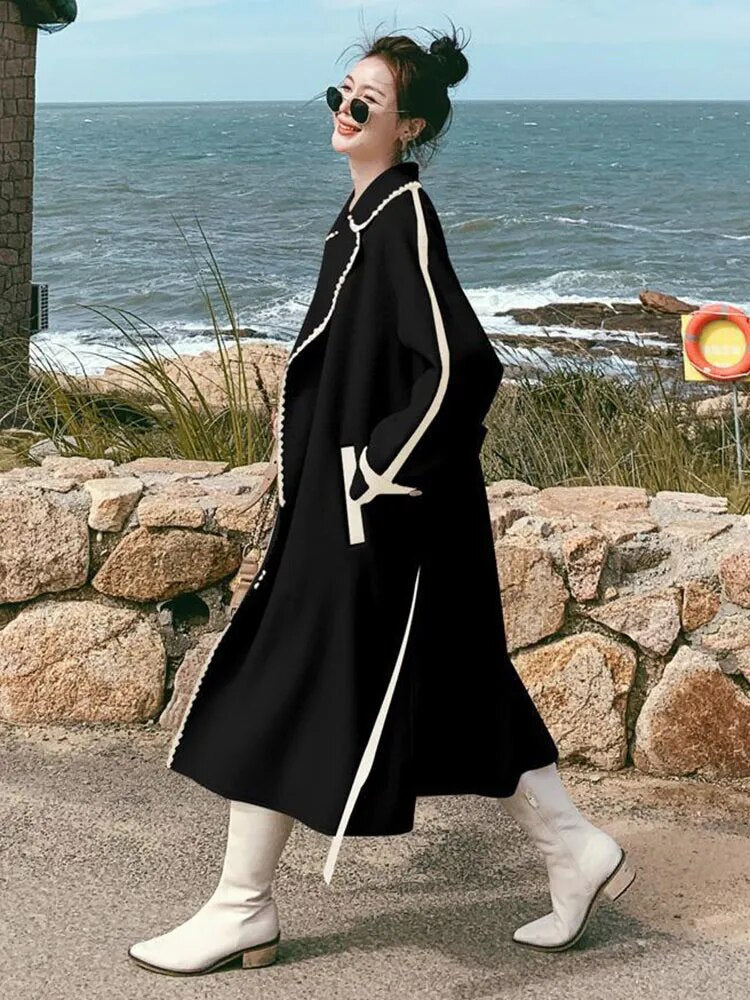 “Helena” Women’s Contrast Double-sided Wool Designer Coat