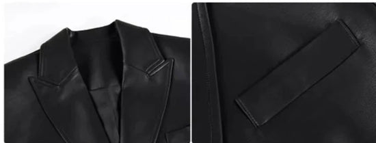 “Lara” Women’s Soft Leather Korean Style Long Sleeve Blazer