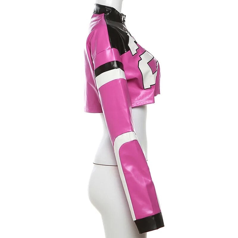 "H.E.R." Women's Faux Leather Varsity Jacket