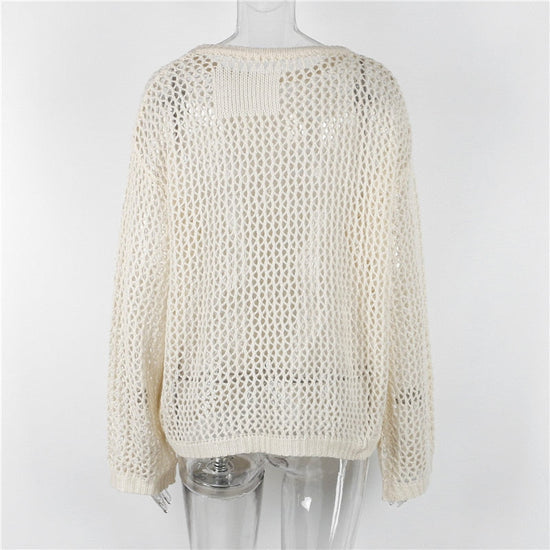“Wonderlands” Women’s Vintage Y2K Style Long Sleeve Oversized See Through Top