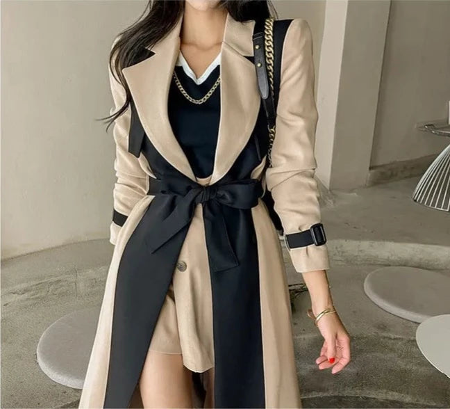 ”Ducet” Women’s Beige Wool Designer Trench Coat