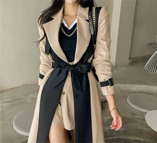 ”Ducet” Women’s Beige Wool Designer Trench Coat