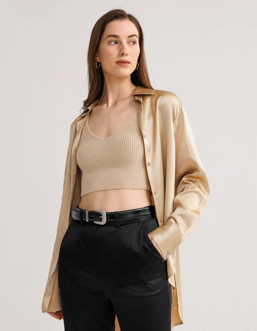 ”The Stone” Women’s Classic 22 Momme Silk Long Sleeve Blouse