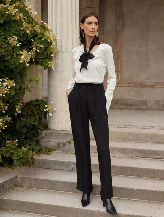 “Angel” Women’s Trumpet Sleeve Silk Blouse
