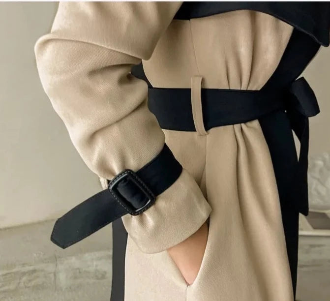 ”Ducet” Women’s Beige Wool Designer Trench Coat