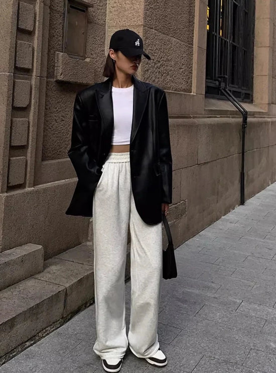 “Lara” Women’s Soft Leather Korean Style Long Sleeve Blazer