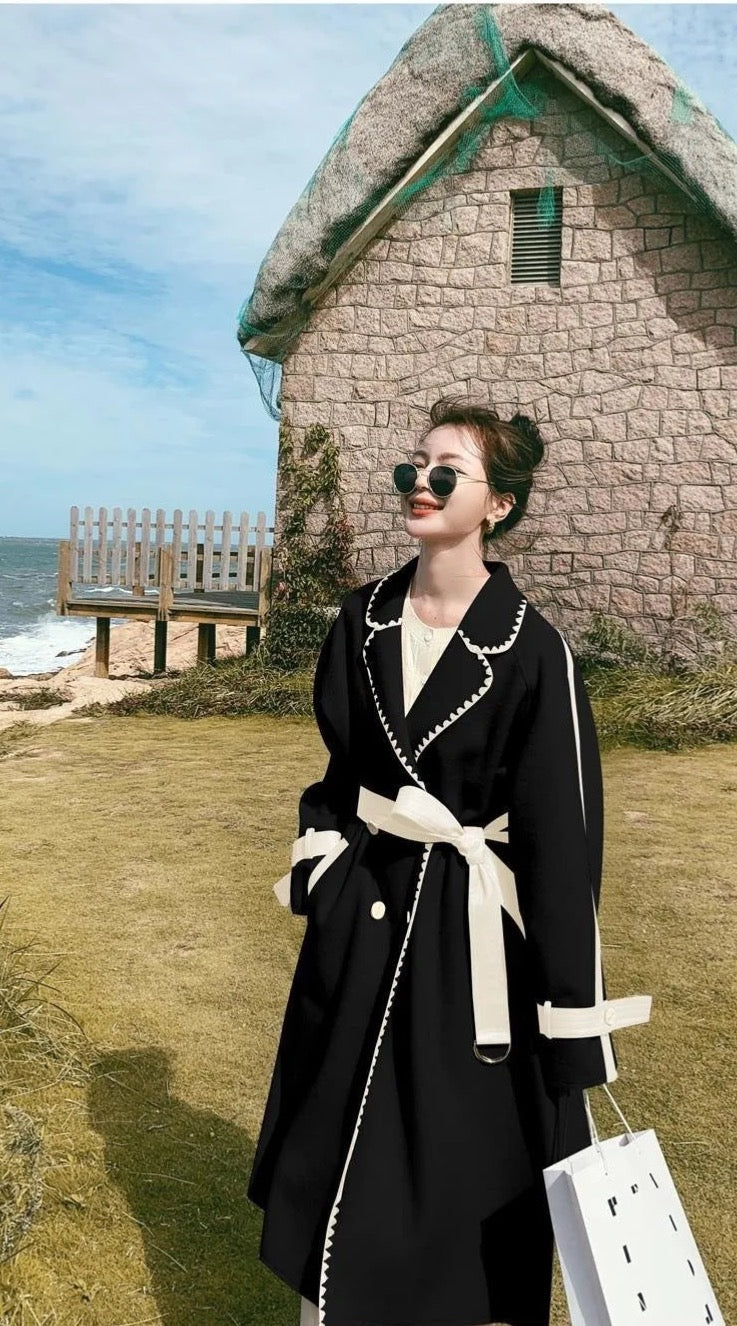 “Helena” Women’s Contrast Double-sided Wool Designer Coat