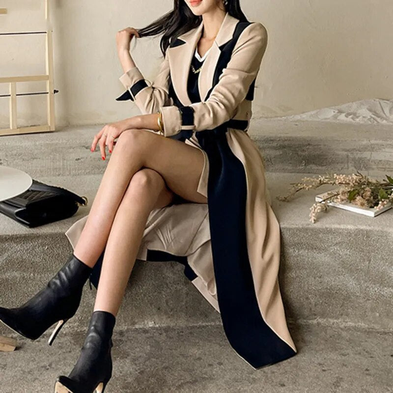 ”Ducet” Women’s Beige Wool Designer Trench Coat