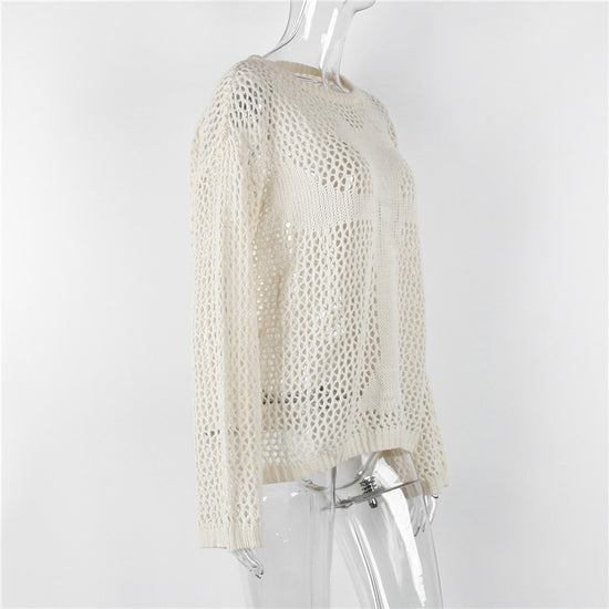 “Wonderlands” Women’s Vintage Y2K Style Long Sleeve Oversized See Through Top