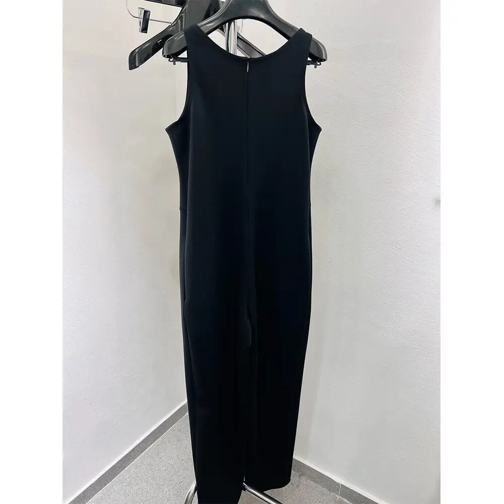 ”10K” Women’s Classic Wide Leg Black Jumpsuit