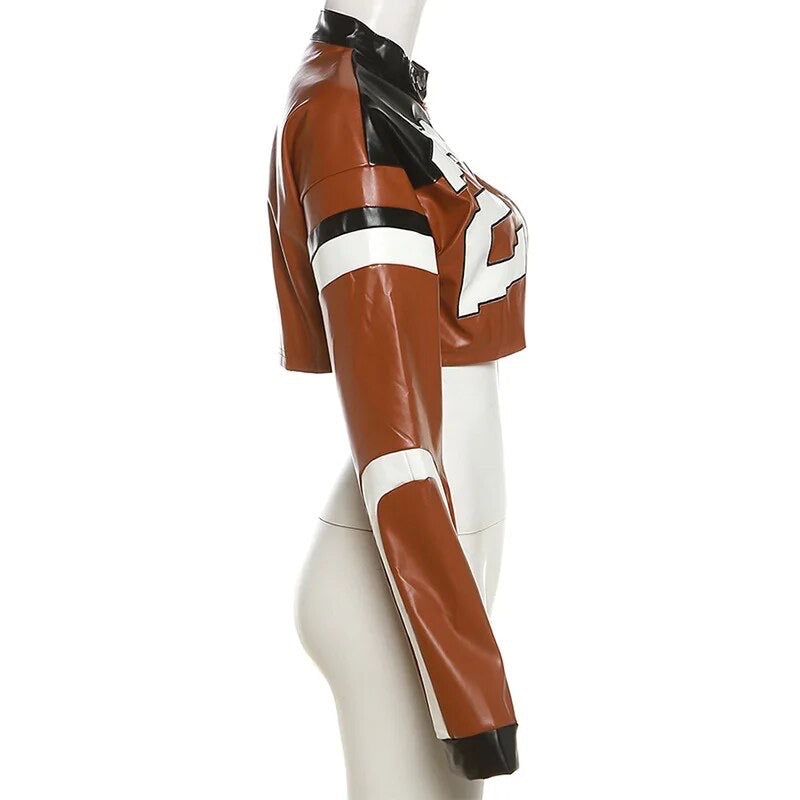 "H.E.R." Women's Faux Leather Varsity Jacket