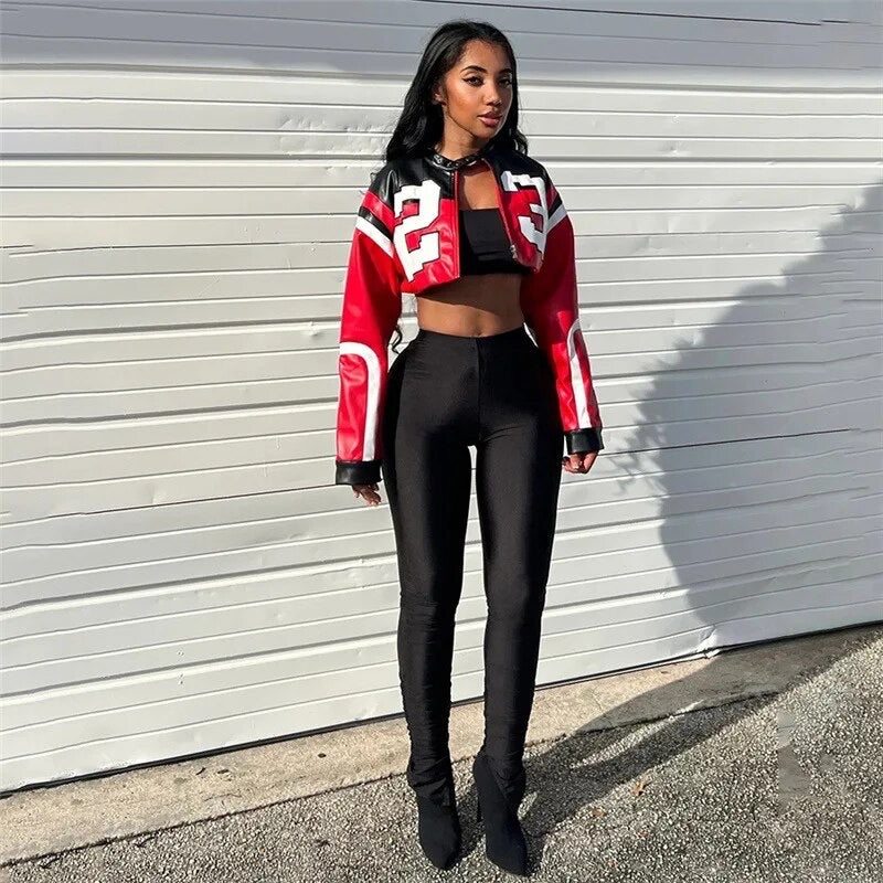 "H.E.R." Women's Faux Leather Varsity Jacket