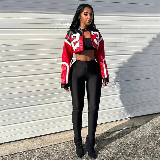 "H.E.R." Women's Faux Leather Varsity Jacket