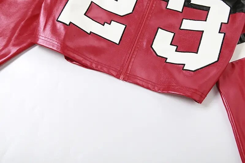 "H.E.R." Women's Faux Leather Varsity Jacket