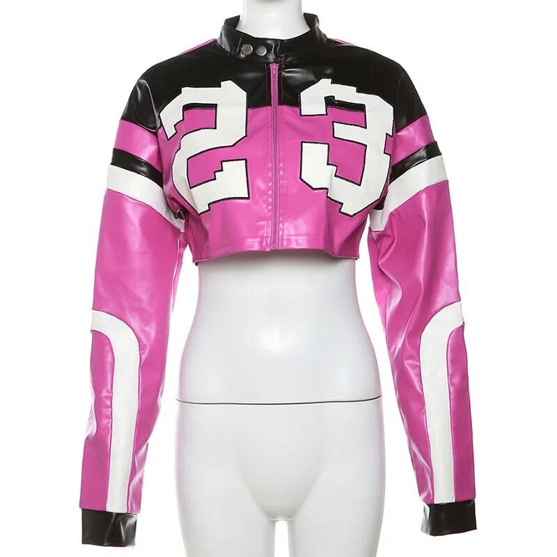 "H.E.R." Women's Faux Leather Varsity Jacket