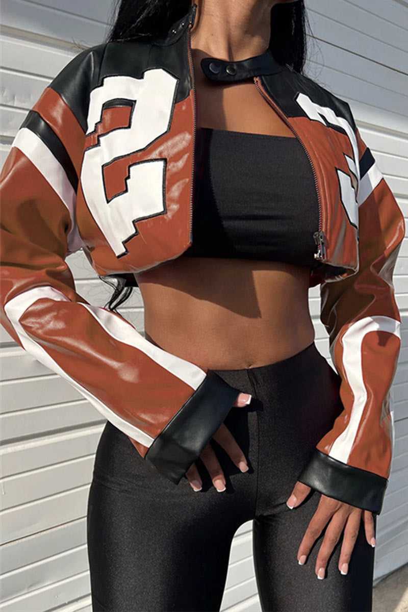 "H.E.R." Women's Faux Leather Varsity Jacket