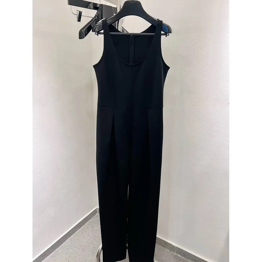 ”10K” Women’s Classic Wide Leg Black Jumpsuit