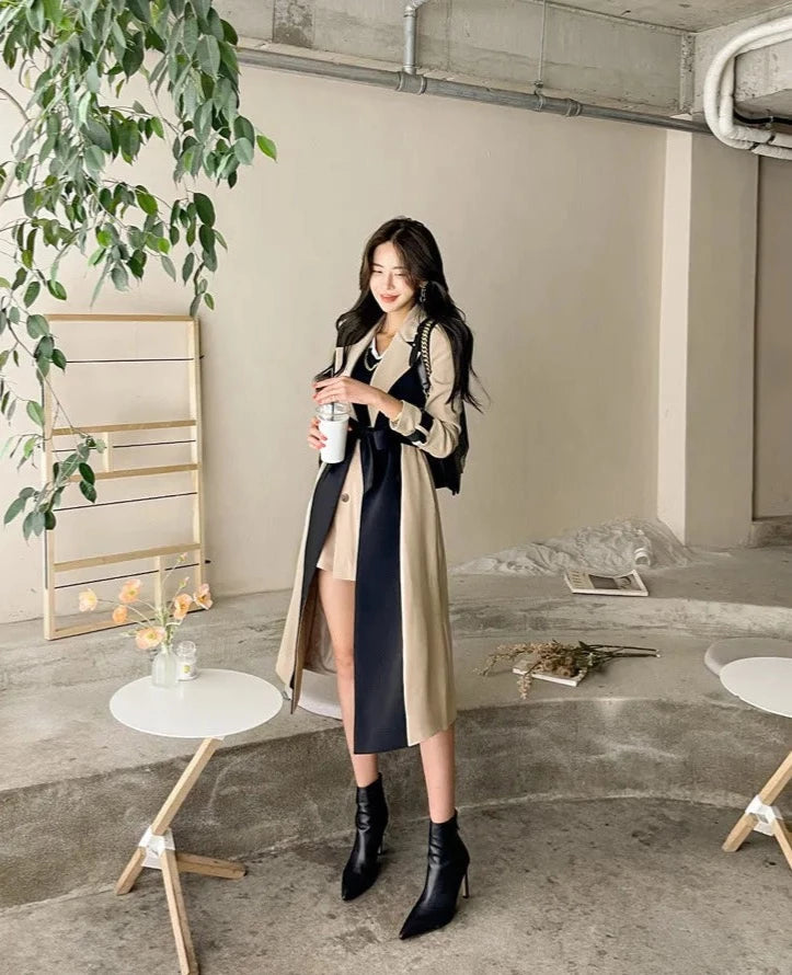 ”Ducet” Women’s Beige Wool Designer Trench Coat