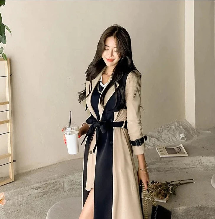 ”Ducet” Women’s Beige Wool Designer Trench Coat