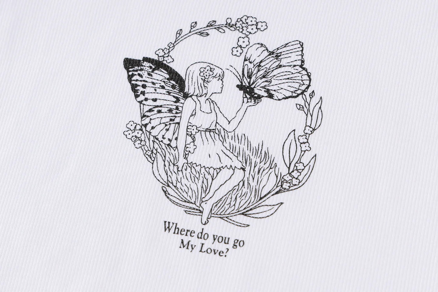“Fairy Talez” Women’s Lace Trim Cartoon Printed Ribbed Tank Top