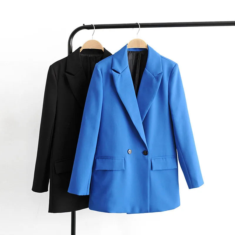 “I’m So Sly” Women’s Solid Double-Breasted Blazer