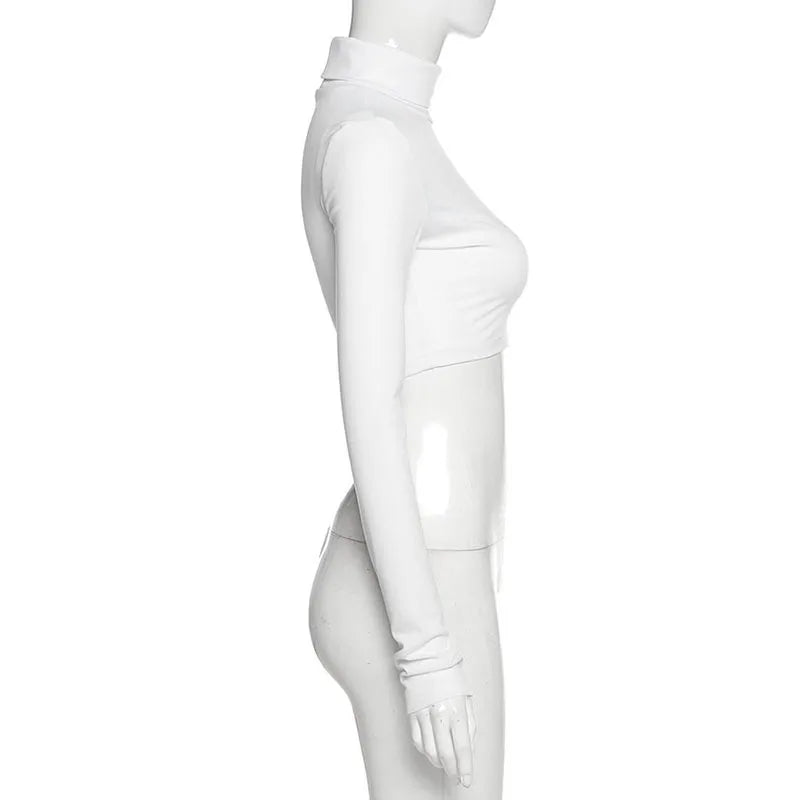 “Jolie” Women’s Basic Casual Long Sleeve Turtleneck Crop Top
