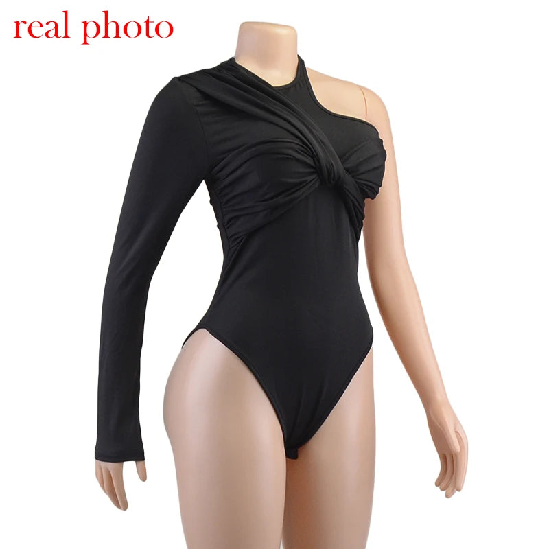 "One Time" Sexy One Shoulder Backless Bodysuit