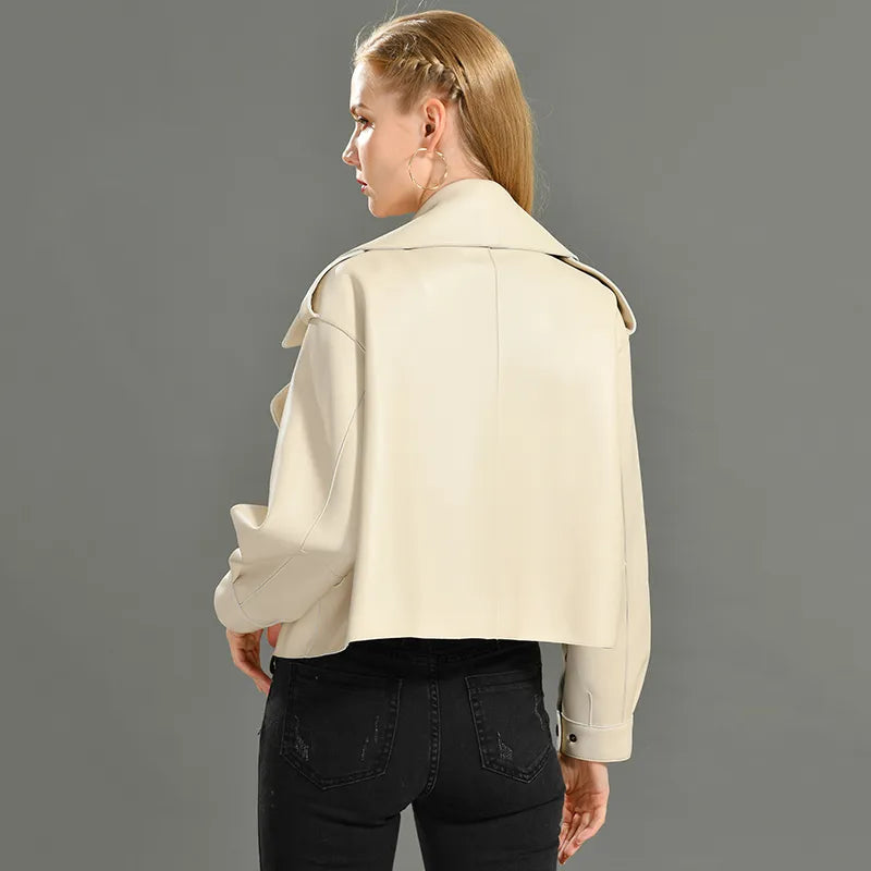 “Diamond” Women’s Sheepskin Designer Leather Jacket