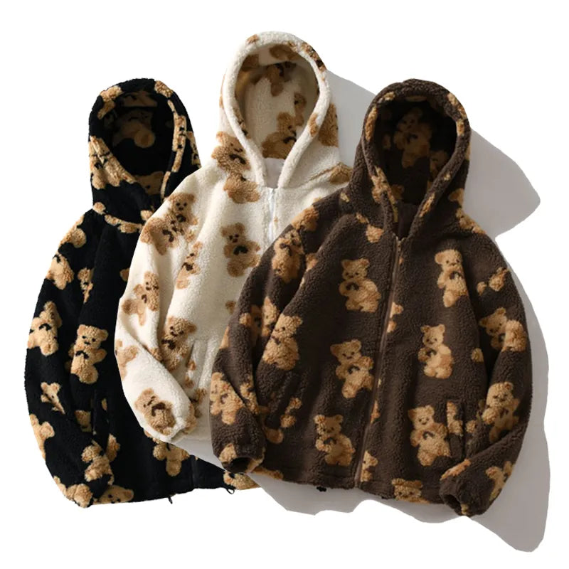 “Love Lace” Women’s Heart-shaped Harajuku Print Plush Hoodie