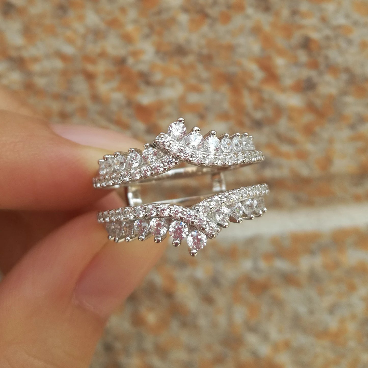 “Royalty” Sterling Silver Detachable 2 Piece Engagement Ring