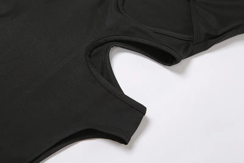 "Toxic" Sexy Black Cut Out High Waist Split Maxi Dress