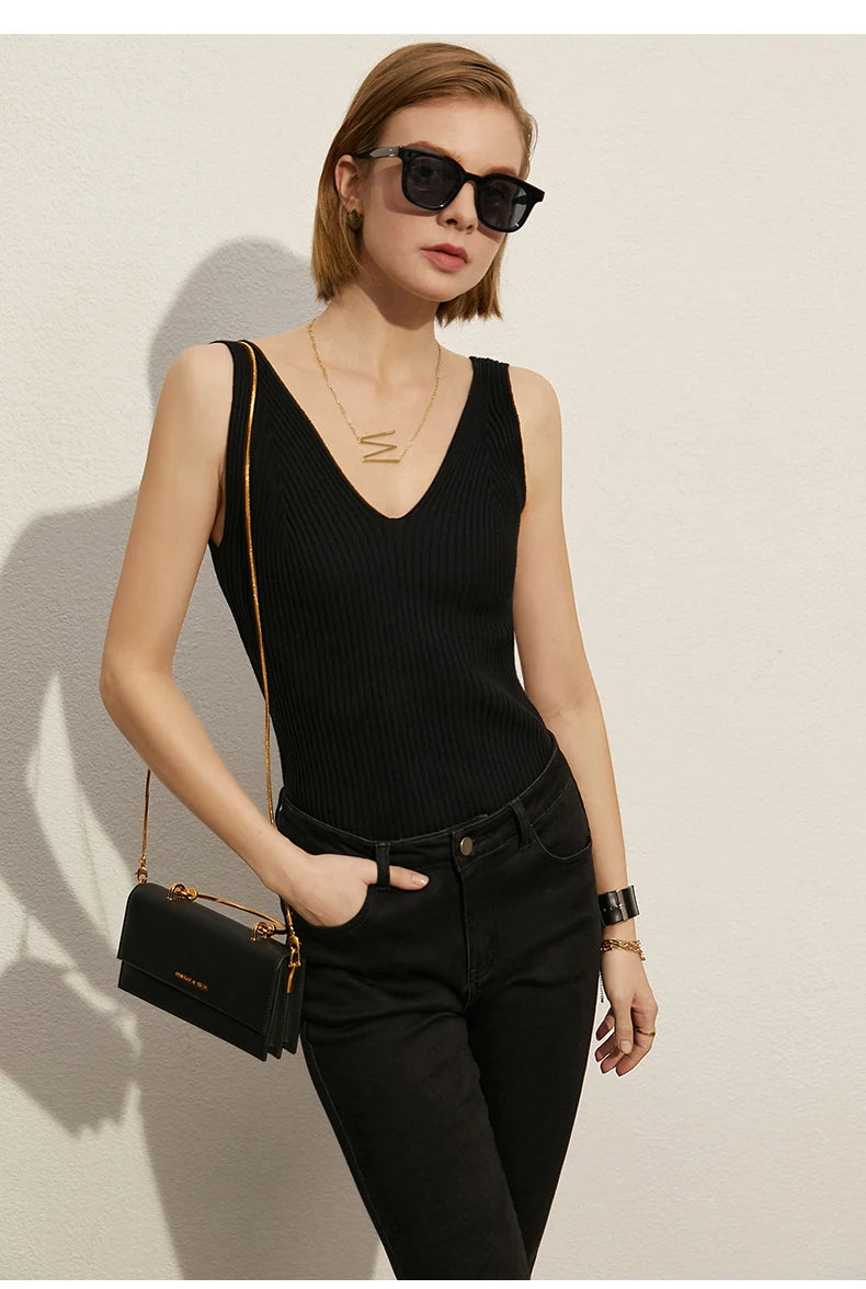 ”Daytime In Milan” Women’s Sexy V-Neck Minimalistic Camis Top