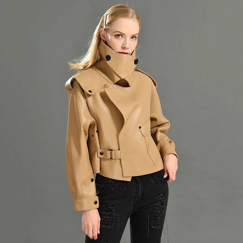 “Diamond” Women’s Sheepskin Designer Leather Jacket