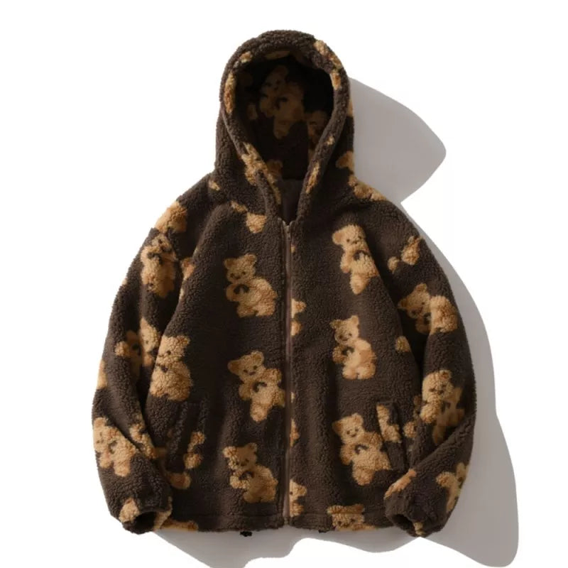 “Love Lace” Women’s Heart-shaped Harajuku Print Plush Hoodie