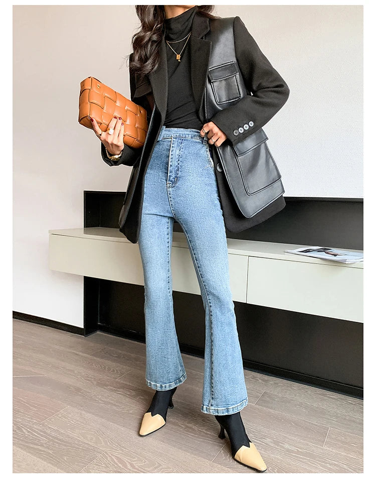 “Leona” Women’s Black Wool Designer Leather Jacket