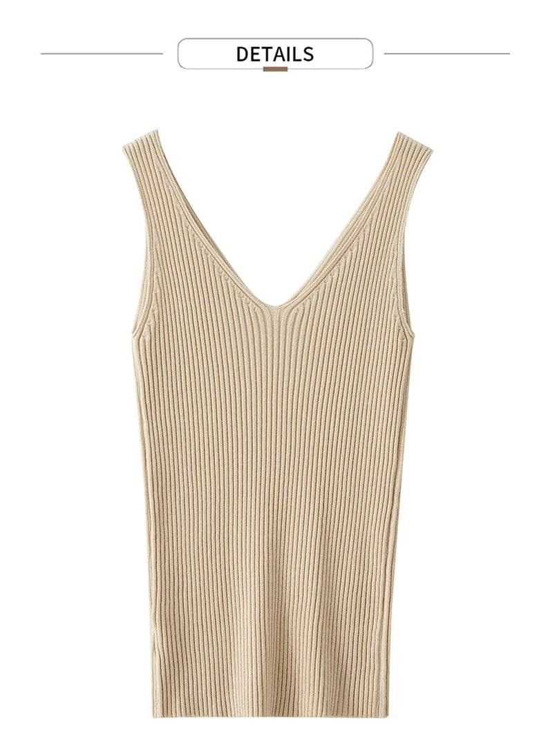 ”Daytime In Milan” Women’s Sexy V-Neck Minimalistic Camis Top