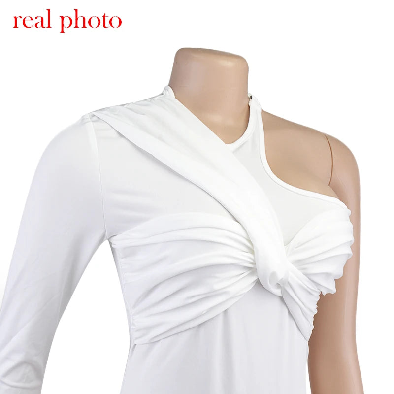 "One Time" Sexy One Shoulder Backless Bodysuit