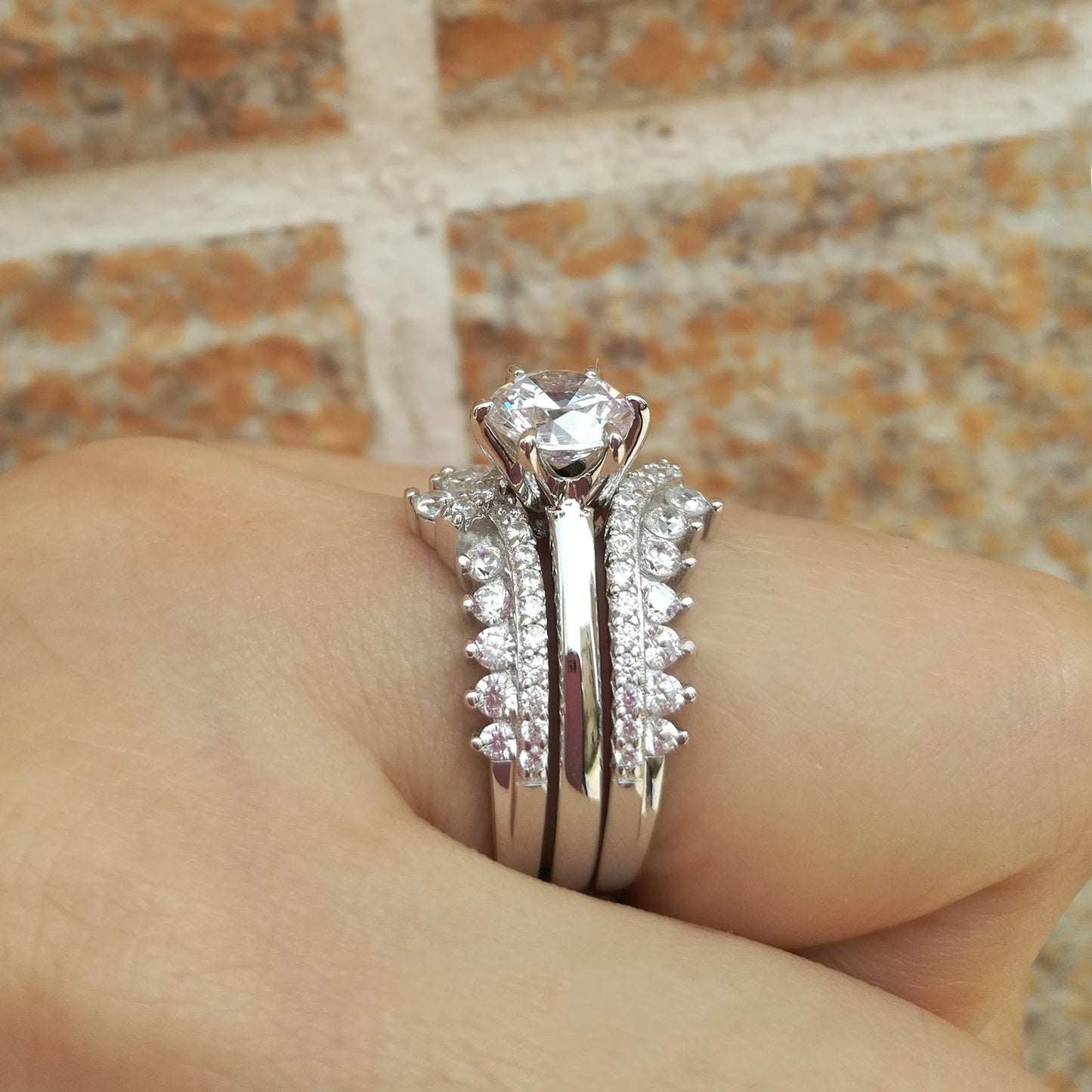 “Royalty” Sterling Silver Detachable 2 Piece Engagement Ring